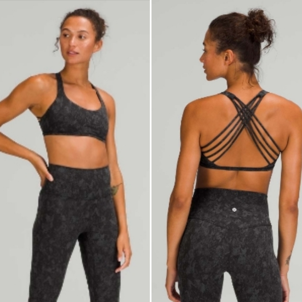 Lululemon Free to Be BraWild Light Support, A/B Cup Hideaway Camo Deep Coal sz 2